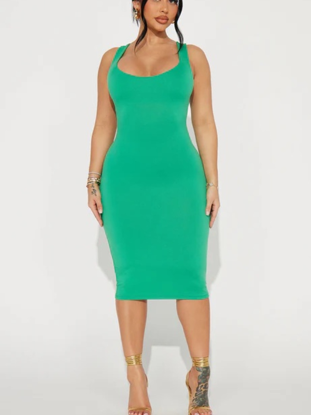 FASHION NOVA “Double Scoop Midi Dress”